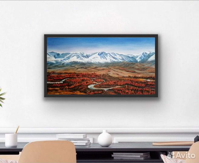 Картина маслом Горы, пейзаж Курайская с