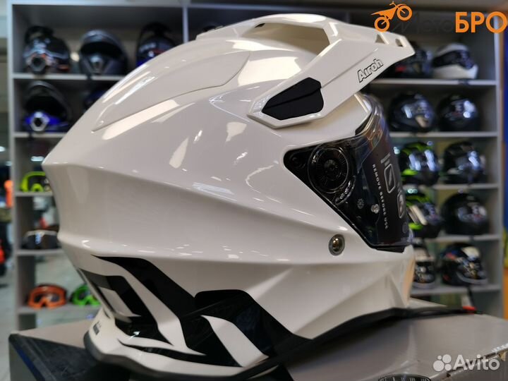 Шлем мотард Airoh commander white glossy