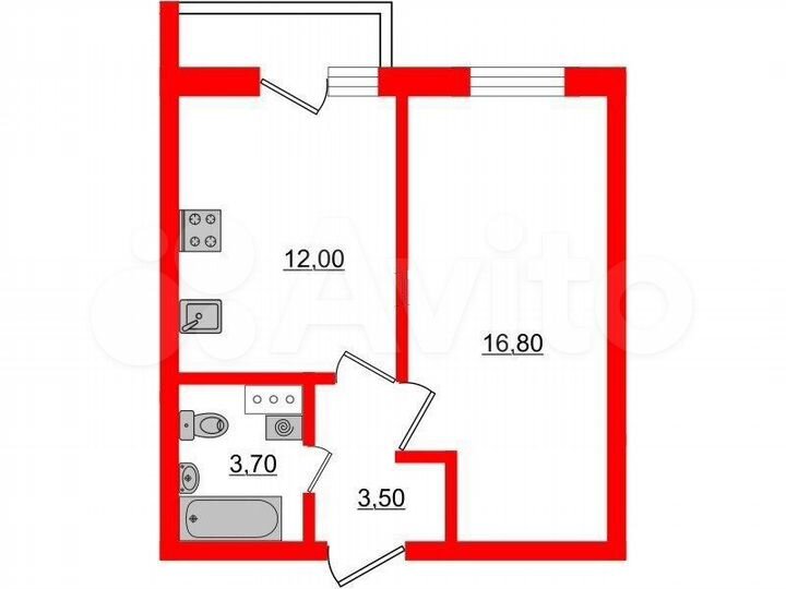 1-к. квартира, 37 м², 6/8 эт.