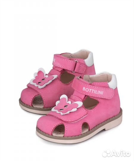Сандали розовые для девочки кожа 19