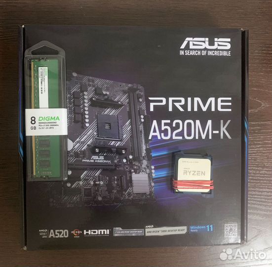 Комплект 5500 + A520M-K + 8gb DDR4 Новые