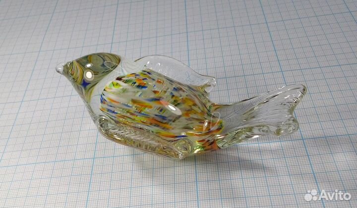 Стеклянная фигурка Птица птичка Цветное стекло