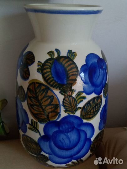 Ваза СССР зик большая синие цветы