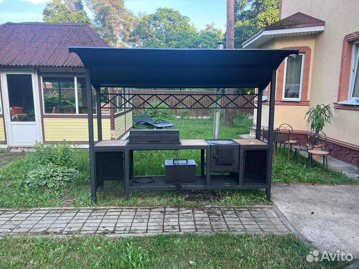 Мангал с крышей в стиле лофт