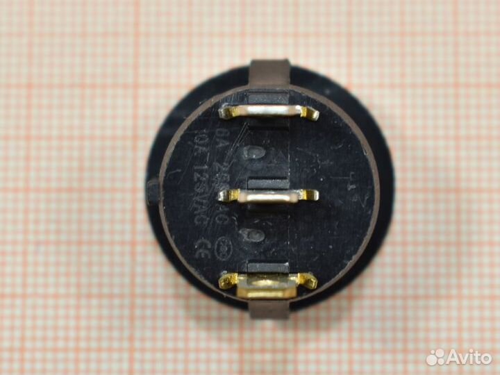 Выключатель круглый с индикатором, 250 В, 10А