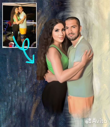 Портрет по фото на холсте под заказ