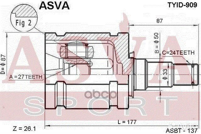 ШРУС внутренний левый RAV4 24x27x50 tyid909 asva