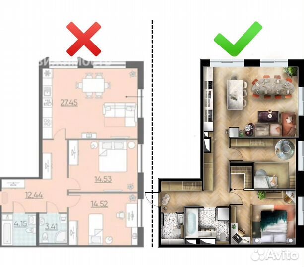 Дизайн интерьера 1 комнатной квартиры в Рязани