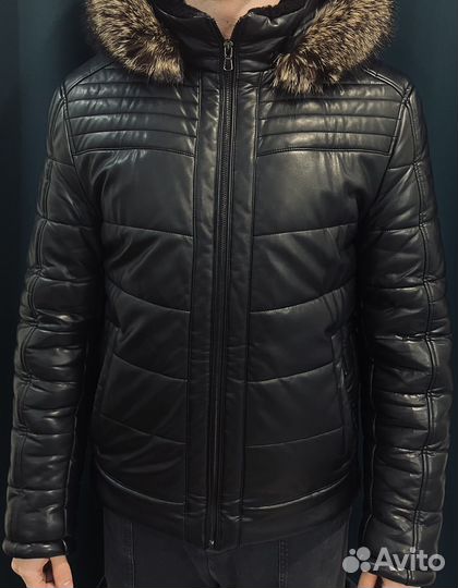 Куртка кожанная зимняя мужская