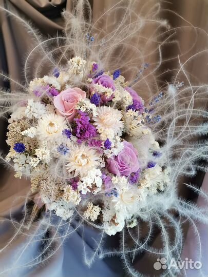 Свадебный букет невесты, цветы, сухоцветы, свадьба