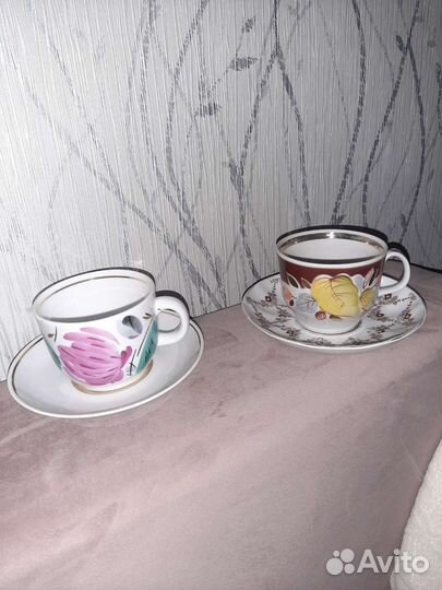 Чайная пара гигант слива на чёрном Вербилки