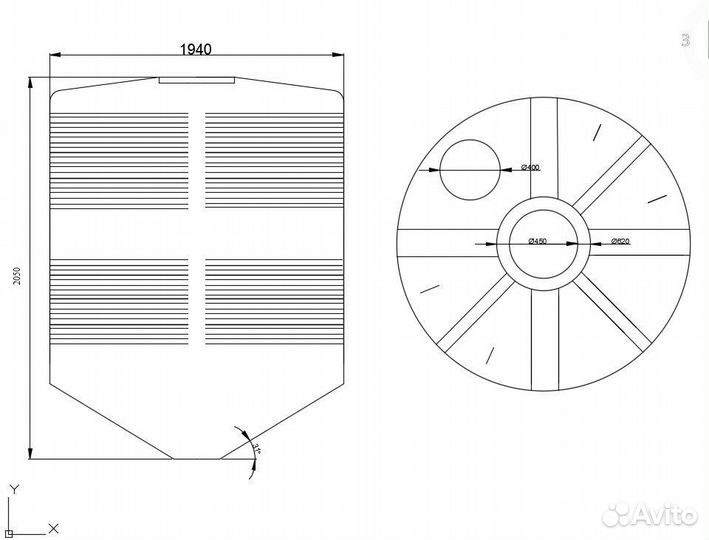 Пластиковый силос С-4600 (ёмкость полного слива)