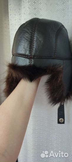Кожаная шапка на меху