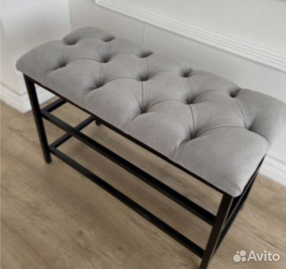 Обувница в прихожую железная с мягким сиденьем