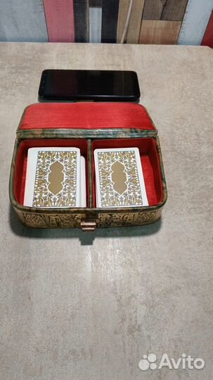 Карты игральные 2 колоды Египет кожаный футляр