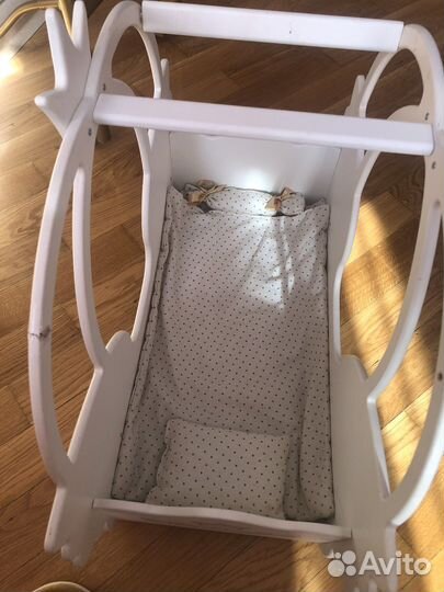 Детсая Деревяная кроватка для кукол