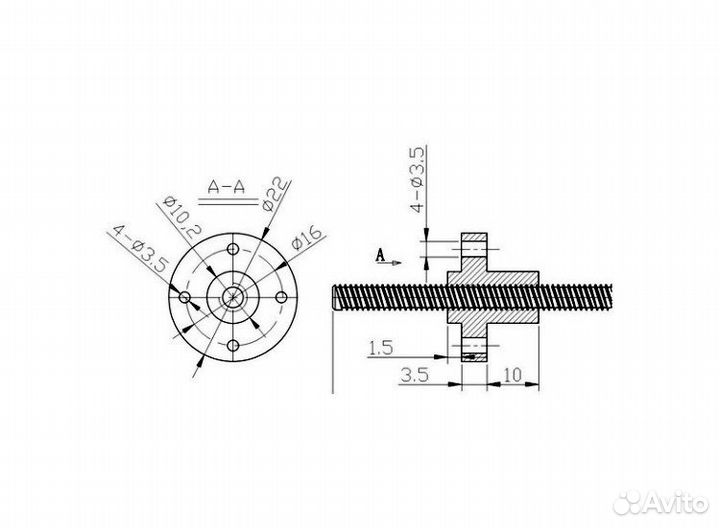Капролоновая гайка шаг 2 мм для винта Т8 (Однозах