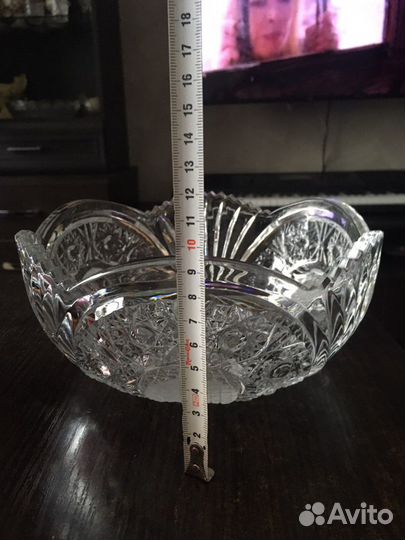Хрустальная ваза (салатник) большая тяжёлая