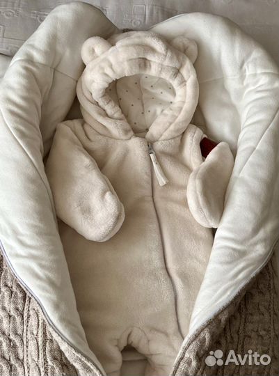 Конверт на выписку, в коляску, вязаный на молнии