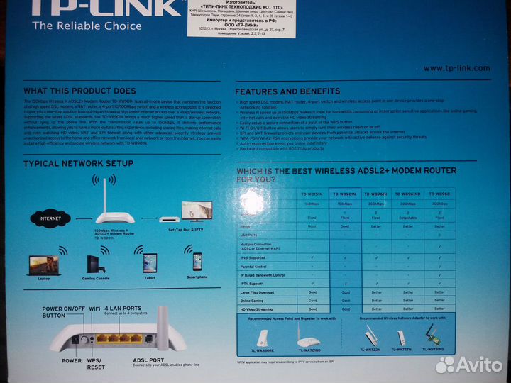 Роутер adsl2+ TP-link TD-W8901N