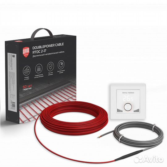 Кабель нагрев. с терморег. 2000Вт Intellon Royal