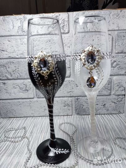 Свадебные бокалы ручной работы