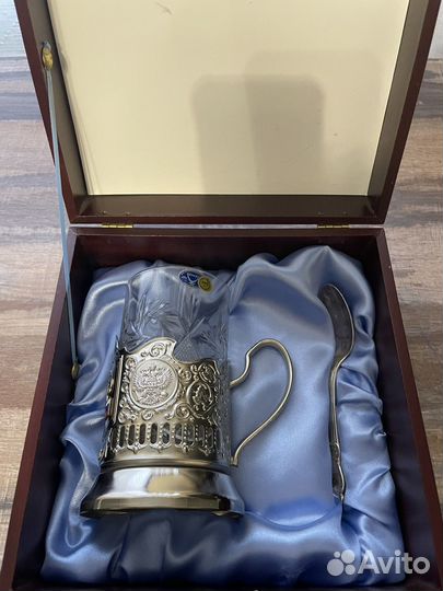 Подарочный набор: Подстаканник, стакан, ложка