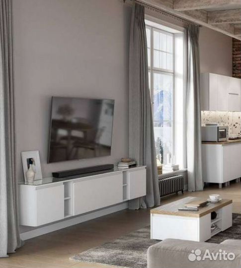 Тумба тв подвесная белая