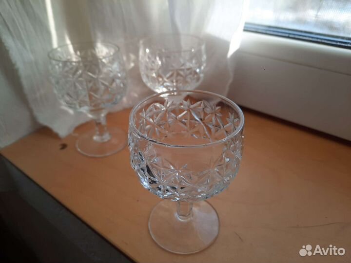 Бокалы малые хрустальные 3 шт. Хрусталь СССР