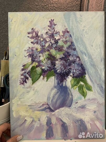 Картина маслом сирень