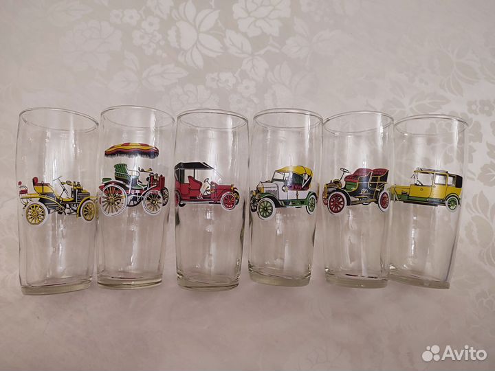 Стаканы ГДР с ретро-автомобилями