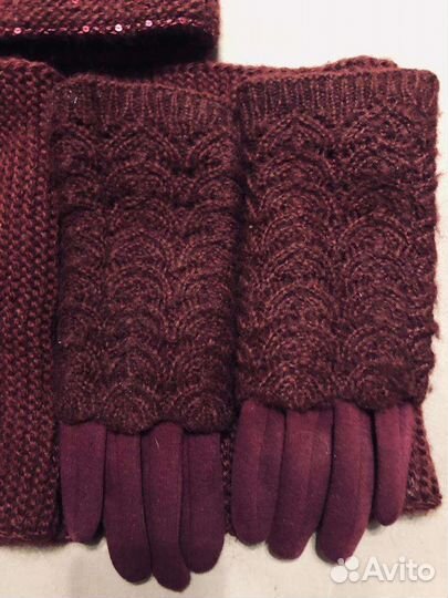 Комплект шапка шарф перчатки