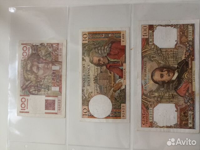 Банкноты Франции 100, 10, 100 франков купить в Уфе | Хобби и отдых | Авито