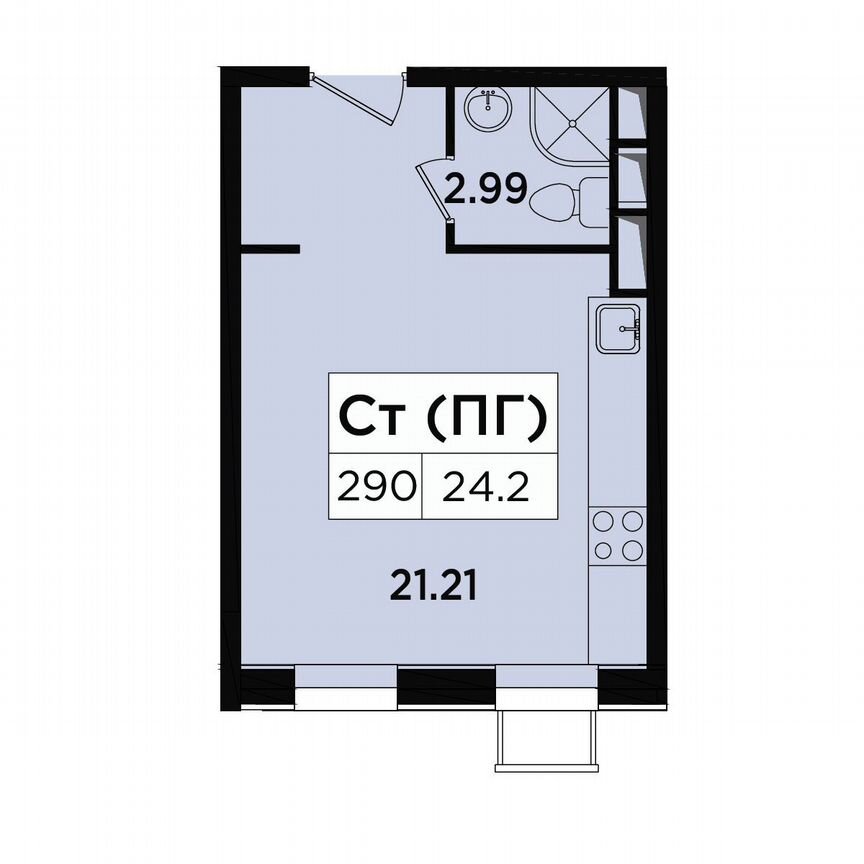Апартаменты-студия, 24,2 м², 13/18 эт.