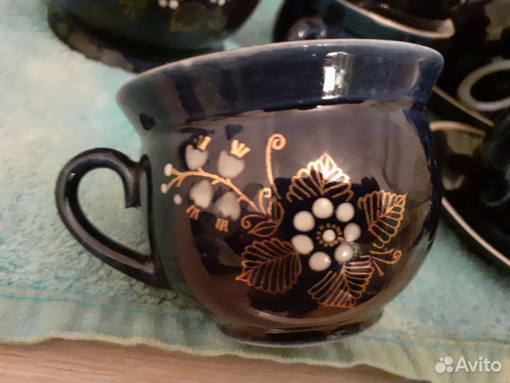 Фарфор возрождение,синяя посуда винтаж