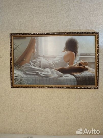 Картина девушка с собачкой