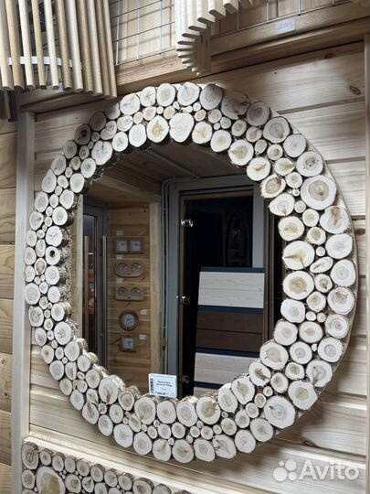 Зеркало для бани настенное из Можжевельника