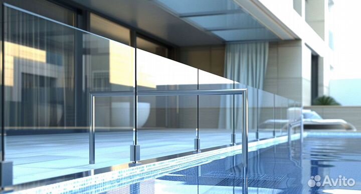 Стеклянное ограждение лестницы