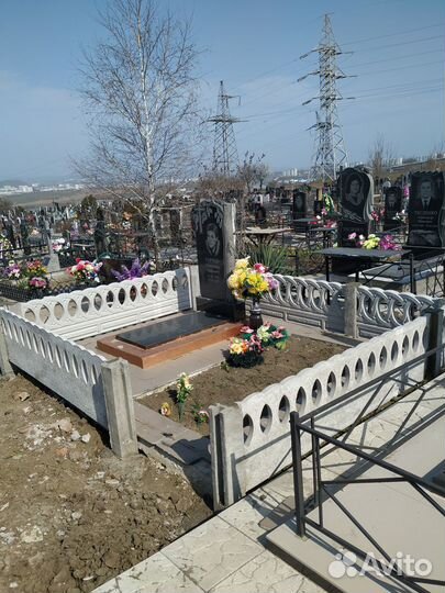 Оградки, бетонирование площадки на кладбище