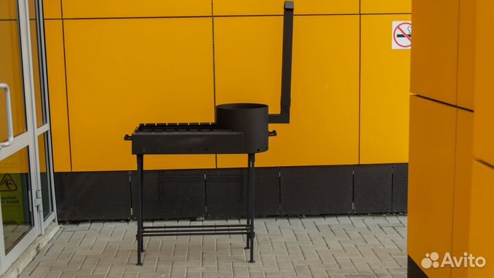 Мангал усиленный с подказанником 2 в 1 с дымоходом