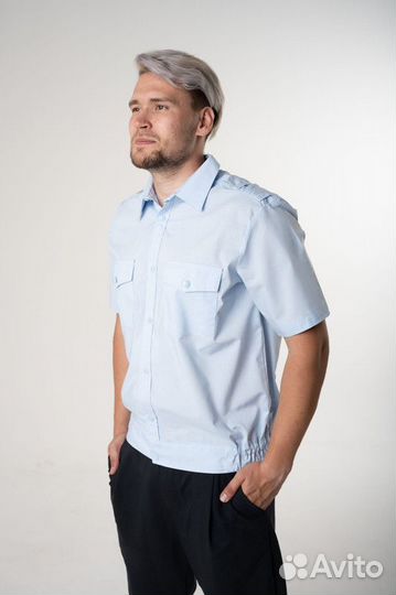 Рубашка полиции бледно-голубая мужская к/р оптом