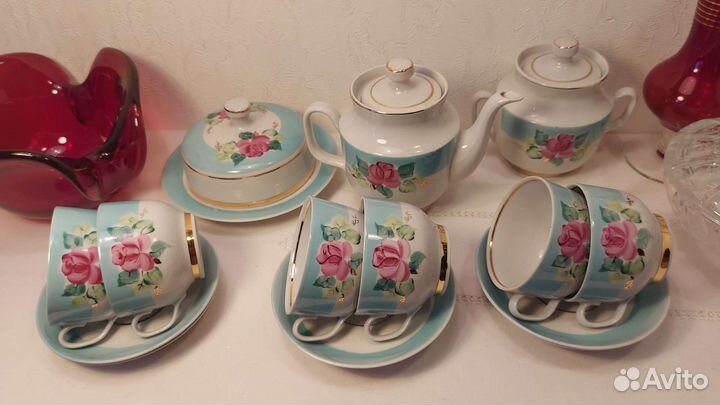 Сервиз чайный Довбыш и хрустальная конфетница