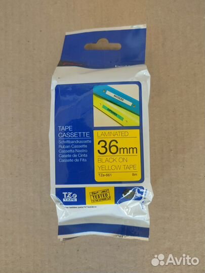 TZE661 Brother лента 36мм черный на желтом