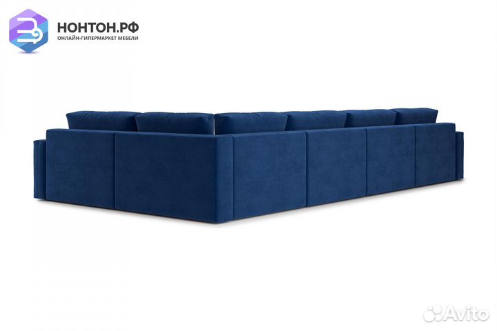 Диван п-образный тик-так Монарх темно-синий