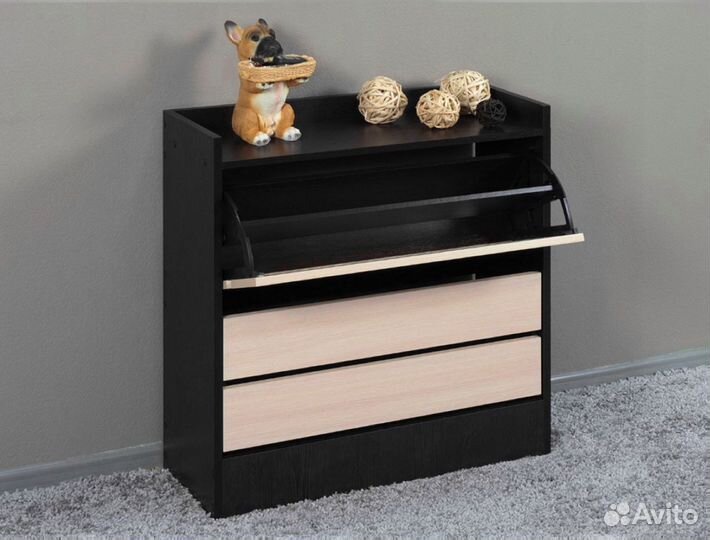 Обувница в прихожую венге и дуб молочный 70см