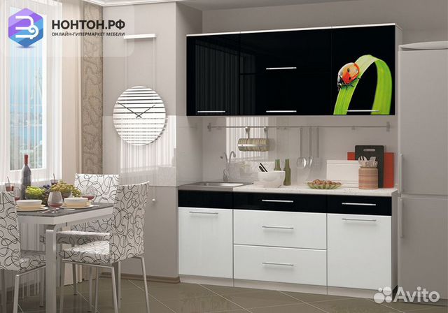 Кухня Ночь-1 1.8 м черный металлик