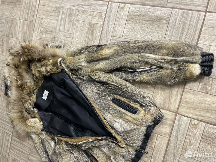 Шуба мужская из меха волка