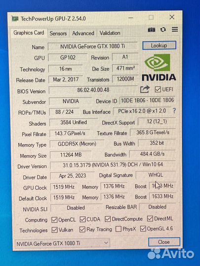 Видеокарта gtx 1080 ti 11 gb Palit