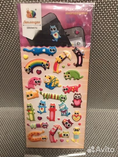 Наклейки многоразовые с котиками