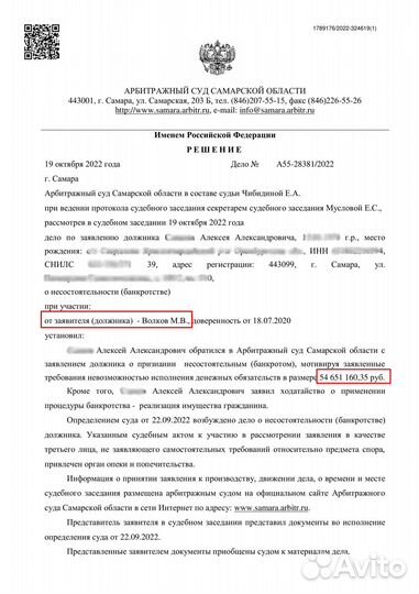 Кредитный юрист - банкротство физических лиц